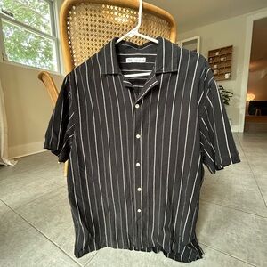 Zara XL short sleeve black striped button down
